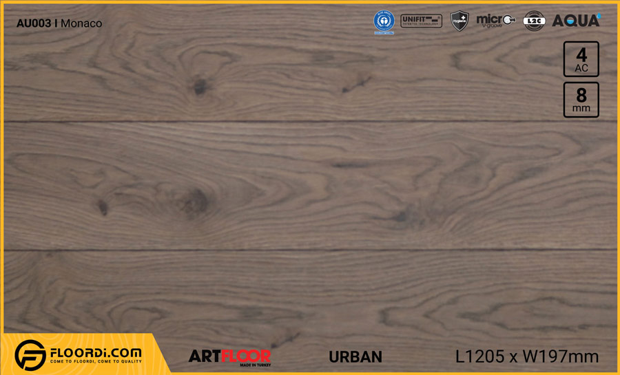 Sàn gỗ AU003 - Urban - Monaco - 8mm - AC4 - Sàn gỗ Bình Định