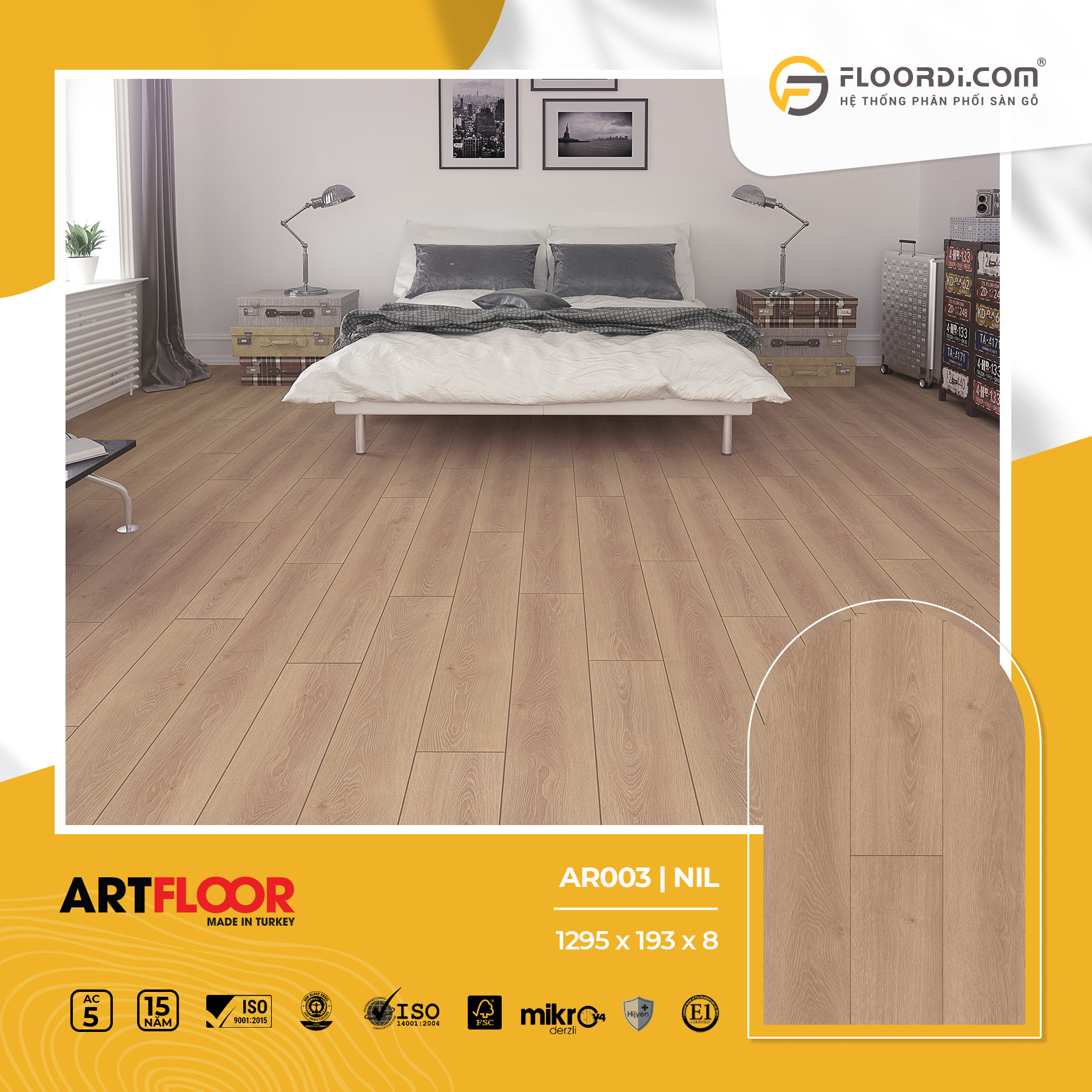 Sàn gỗ Artfloor 8mm đáp ứng mọi nhu cầu thiết kế