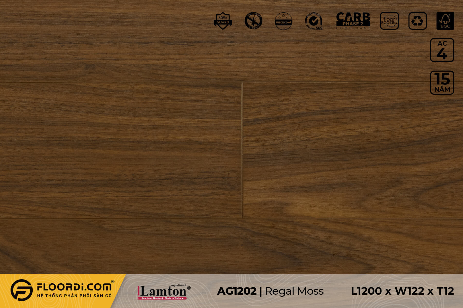 Sàn gỗ Lamton Aquaguard 12mm AG1202