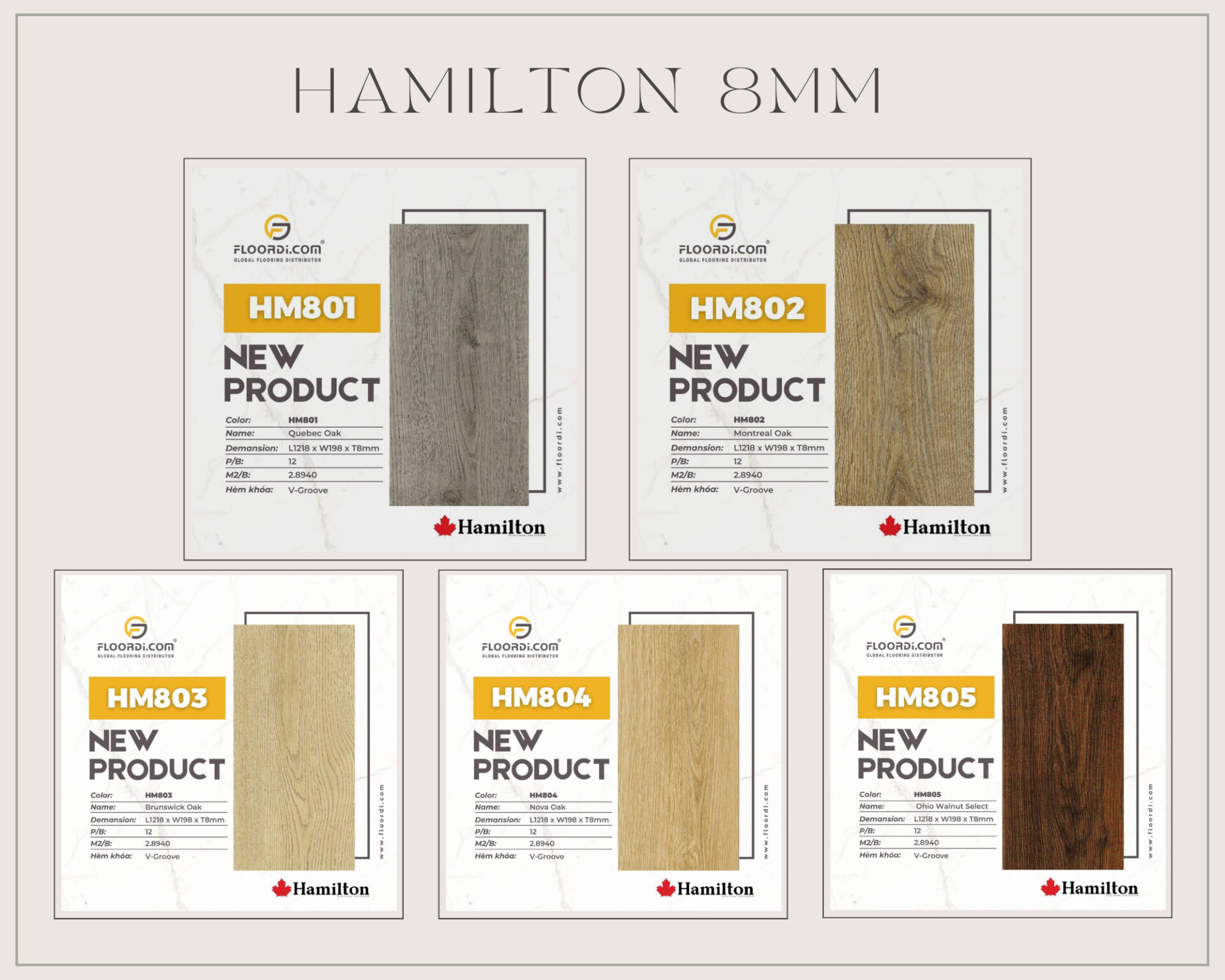 Sàn gỗ công nghiệp Hamilton 8mm