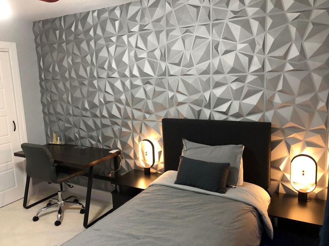 Tấm nhựa 3D ốp tường được sử dụng trang trí phòng ngủ