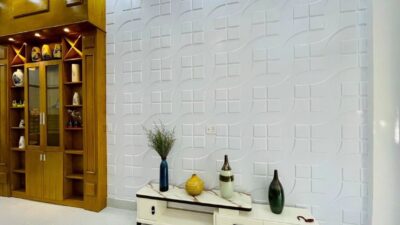 Tấm nhựa 3D ốp tường được sử dụng trang trí phòng khách