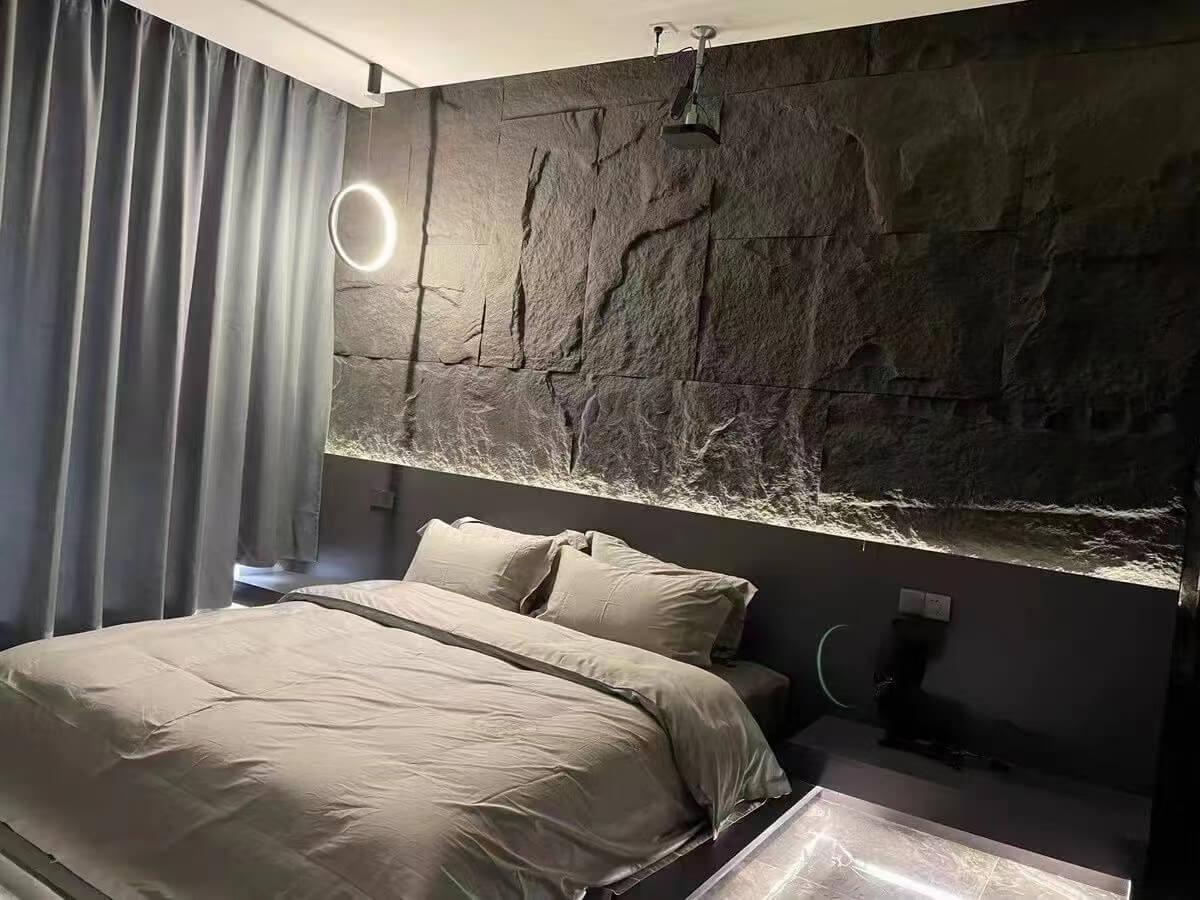 Tấm PU giả đá được sử dụng để trang trí phòng ngủ