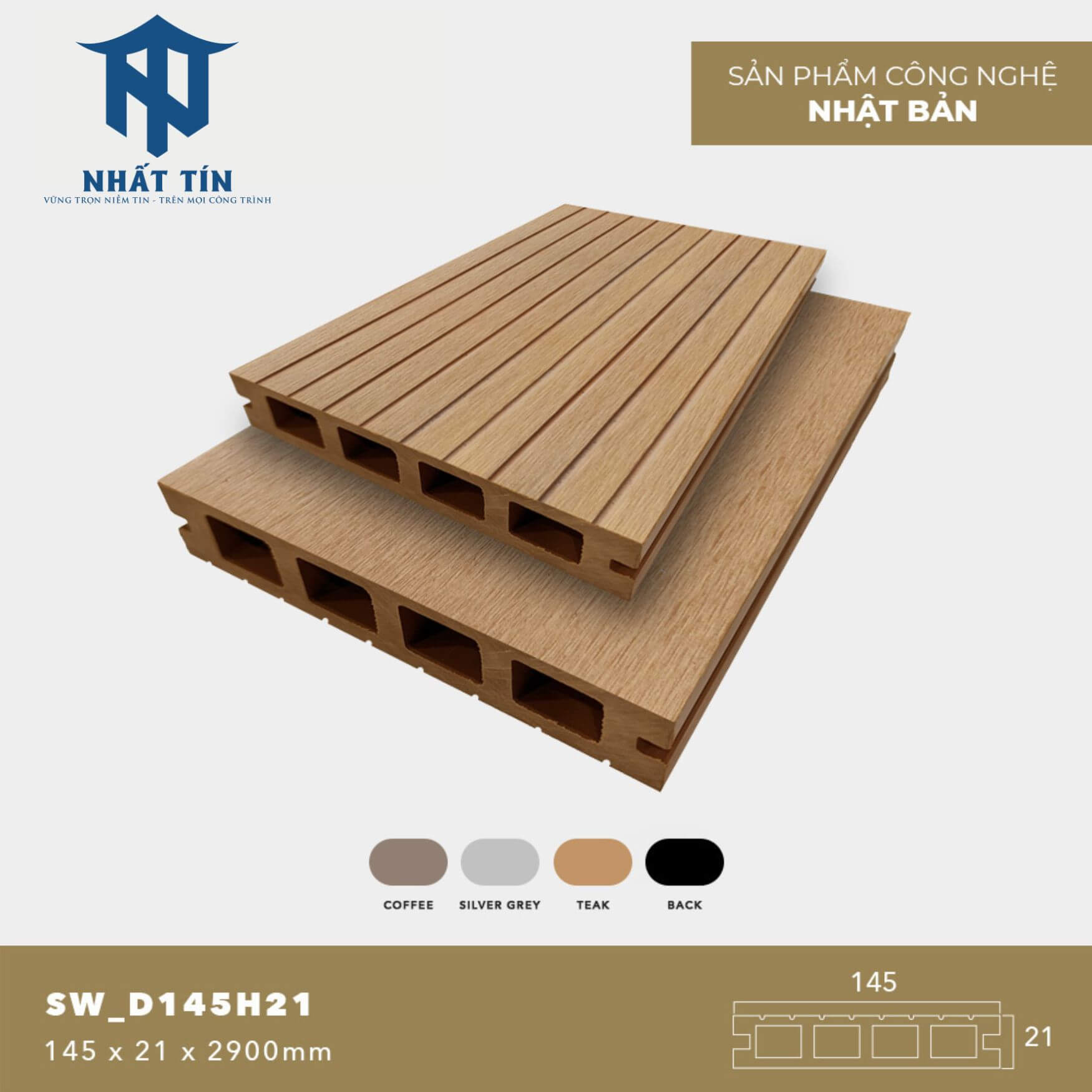 Sàn gỗ nhựa ngoài trời SW_D145H21