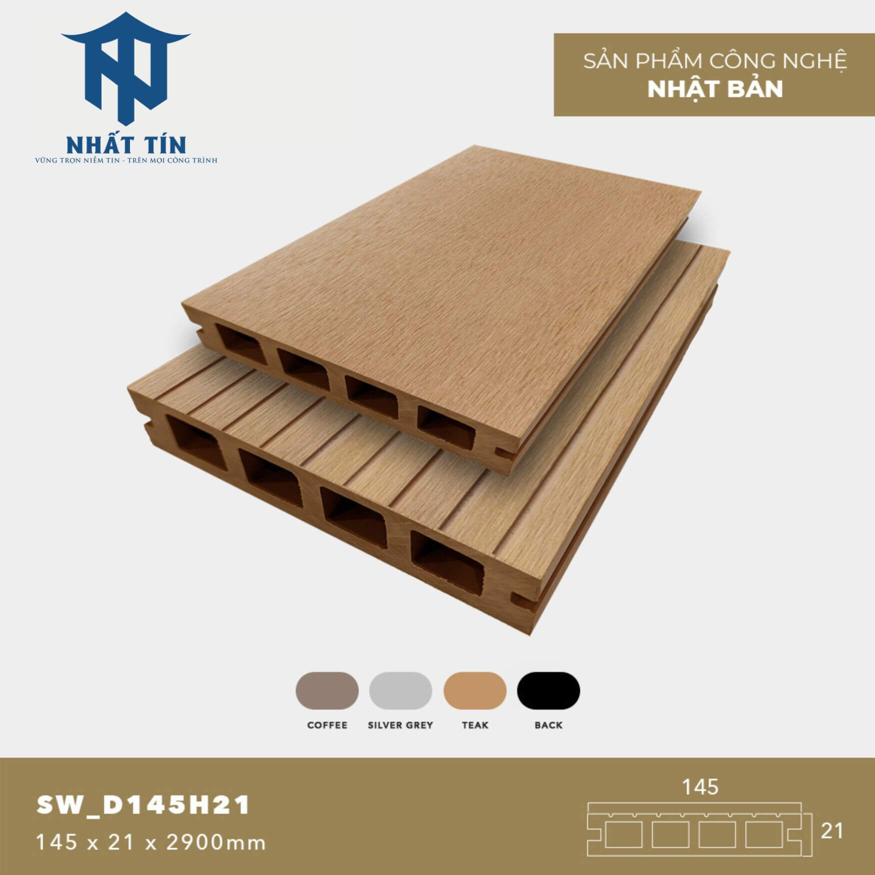 Sàn gỗ nhựa ngoài trời SW_D145H21