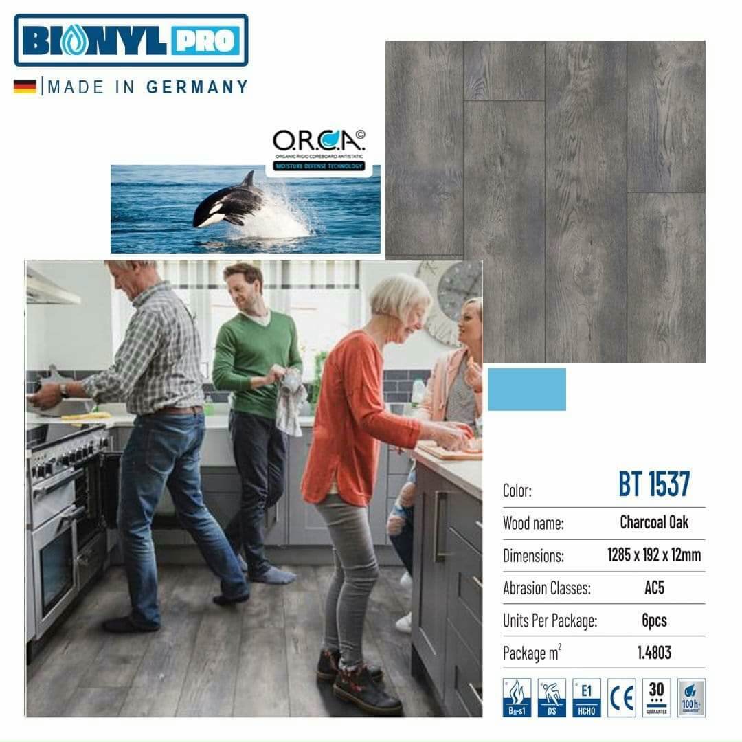 Sàn gỗ Binyl Pro Charcoal Oak BT1537 – 12mm