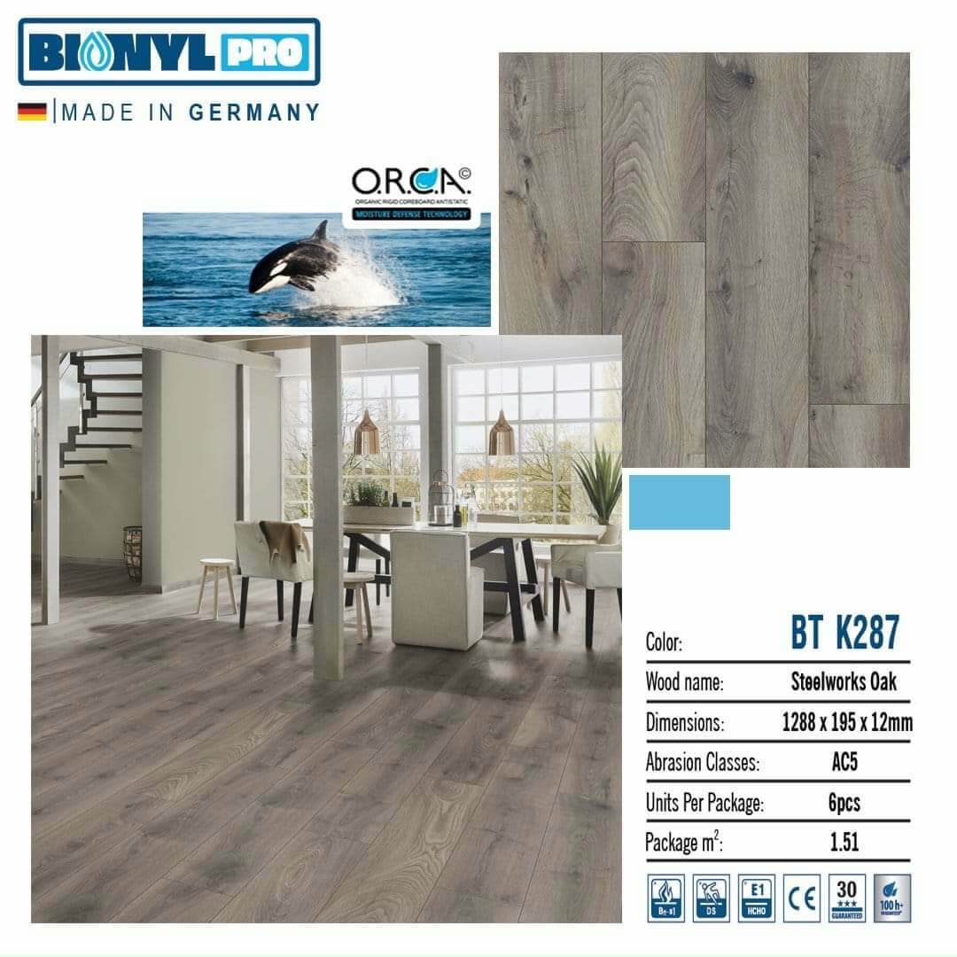 Sàn gỗ Binyl Pro Steelworks Oak BTK287 – 12mm