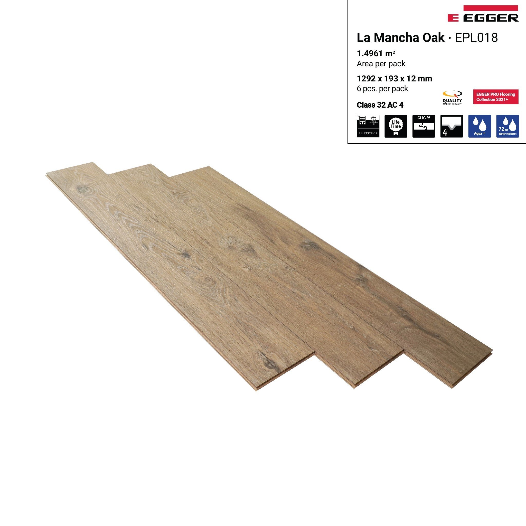 Sàn gỗ Egger Pro Aqua EPL018 – 12mm