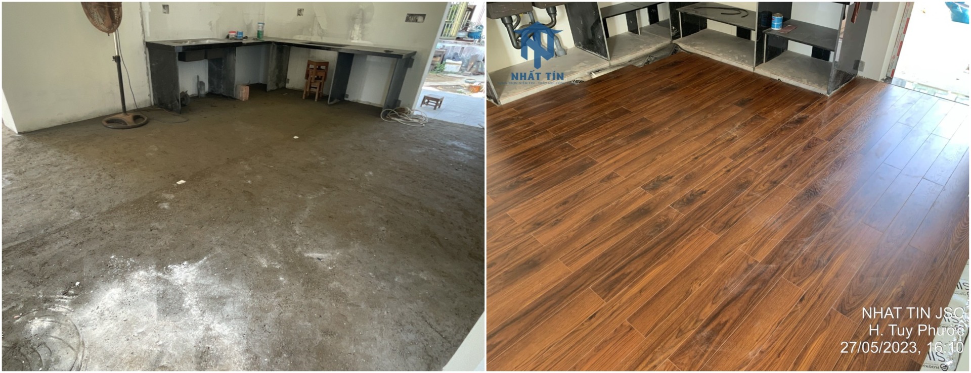 Công trình trước và sau khi lát sàn gỗ công nghiệp Lixson