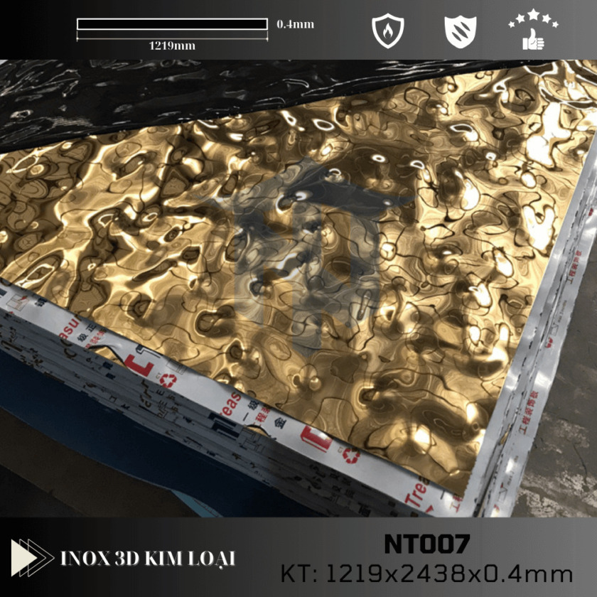 Tấm ốp 3D vân sóng nước màu vàng NT007