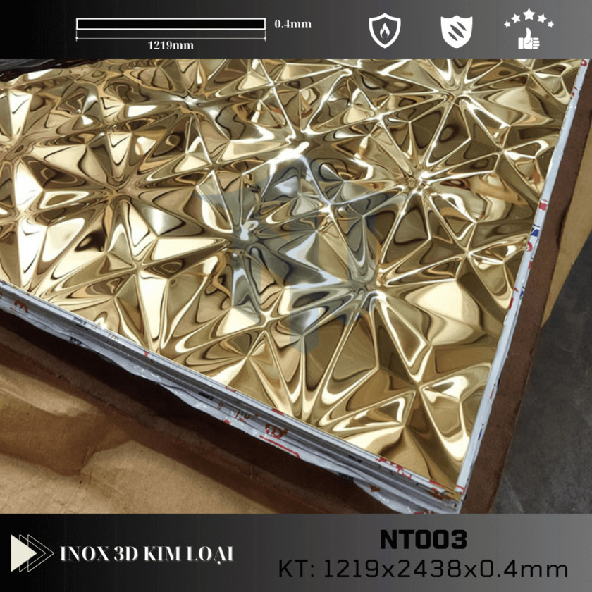 Tấm ốp kim loại 3D hình ngôi sao 4 cánh NT003