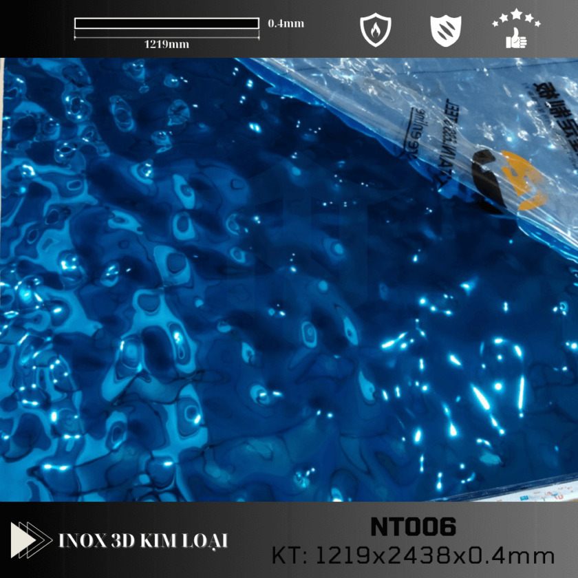 Tấm ốp 3D vân sóng nước màu xanh NT006