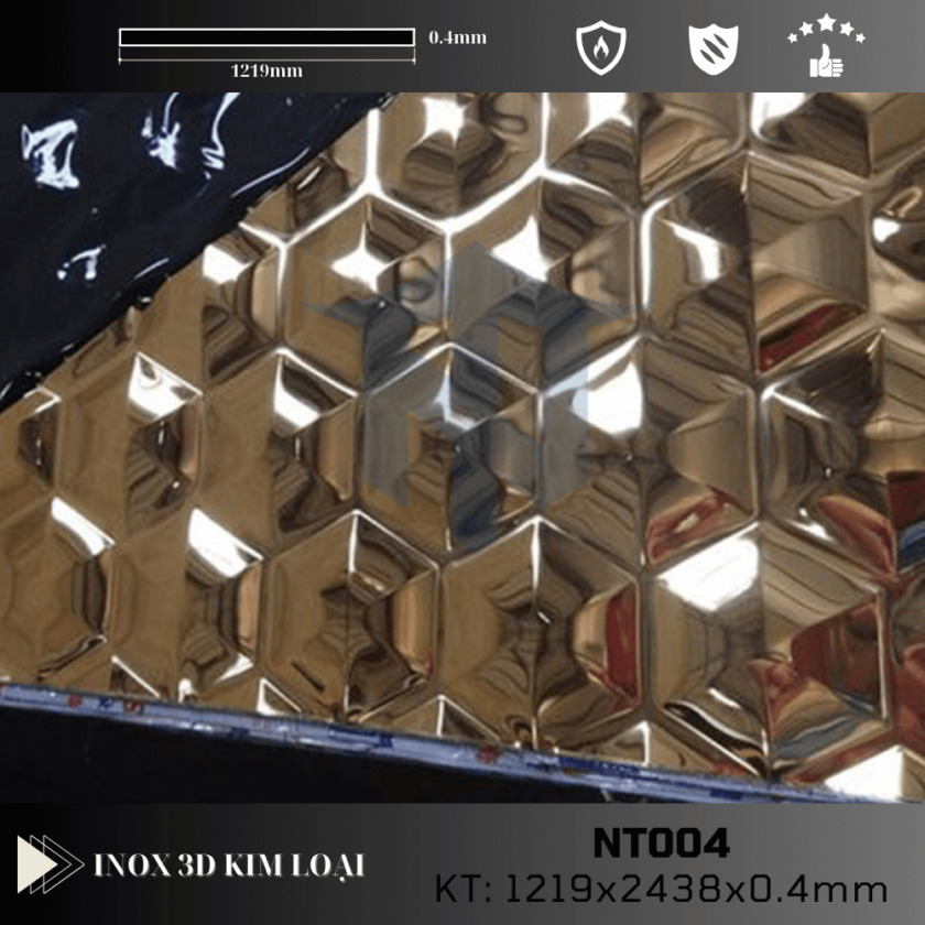 Tấm inox 3d hình kim tự tháp 5 mặt NT004